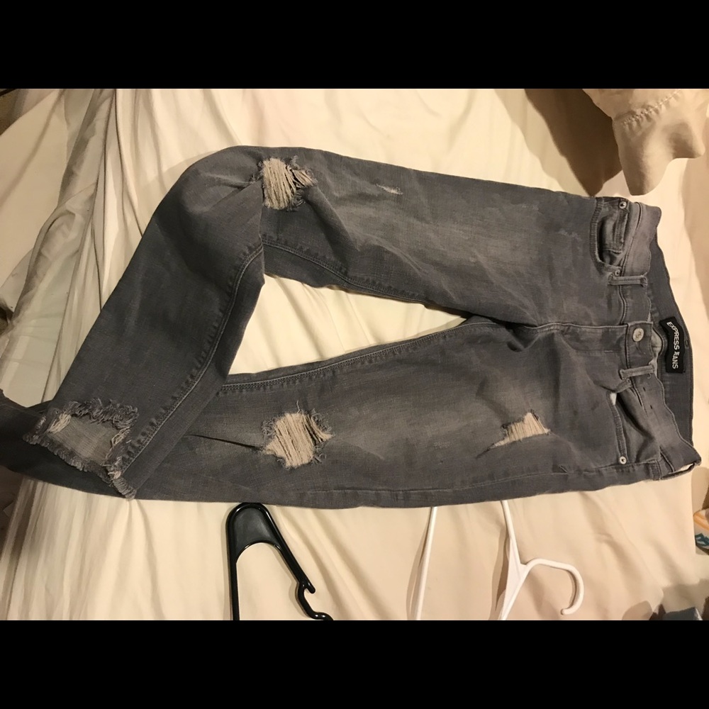 Gray torn jeans